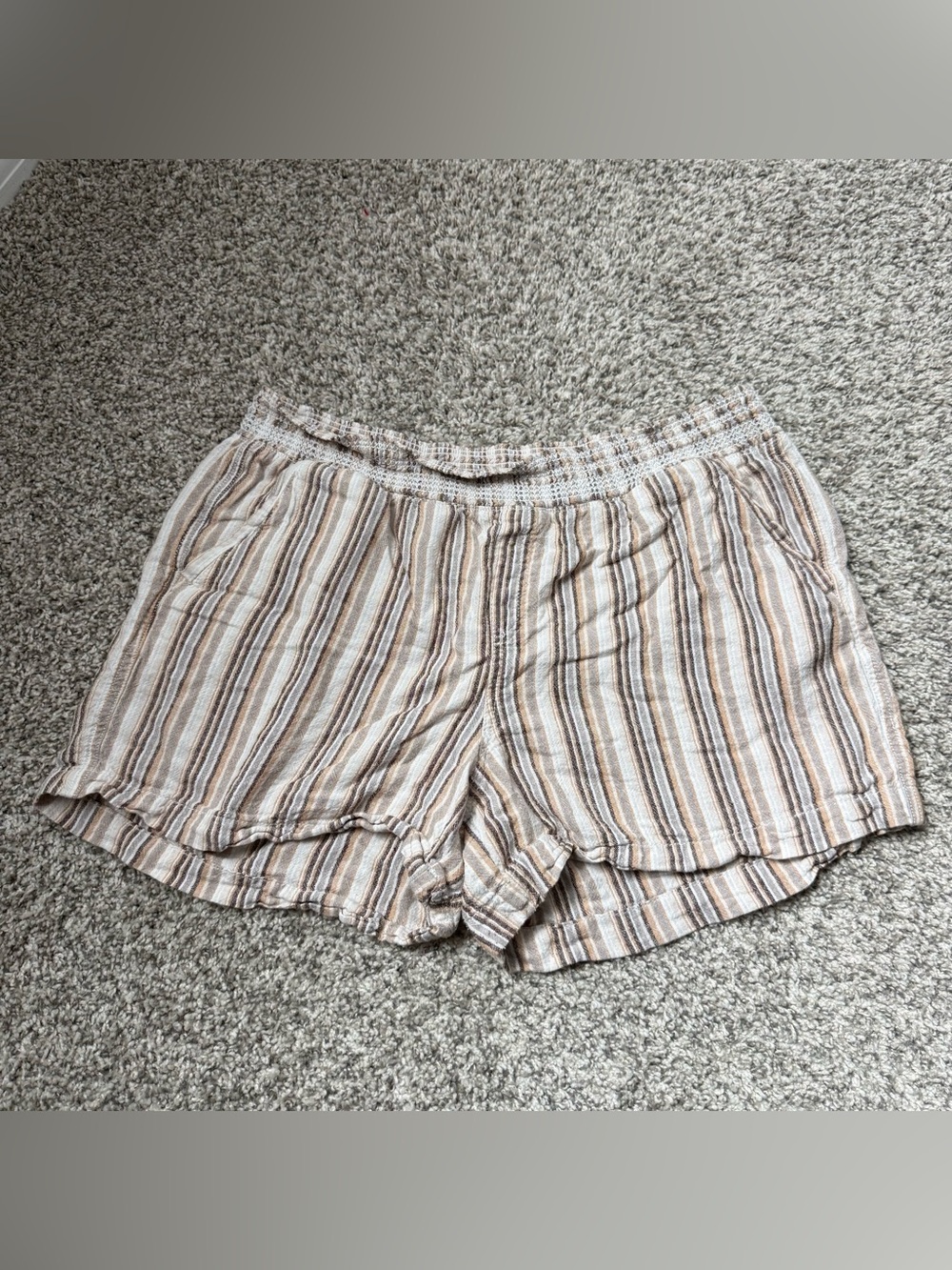 Briggs New York Striped Shorts in Cream, Beige and Brown